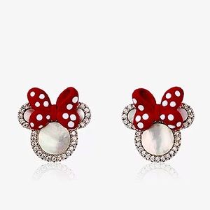 Sterling Silver Rhinestone Minnie Mouse Stud Earrings